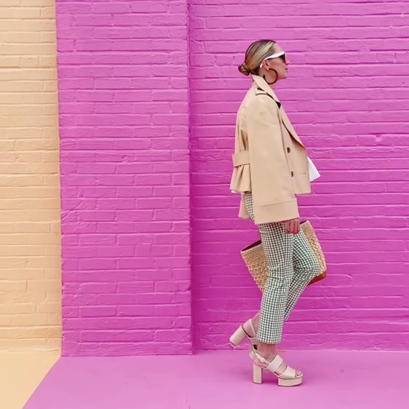 ZARA TEXTURED WEAVE FLARED TROUSERS PANTS - Picture 4 of 6